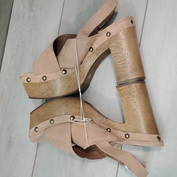 NEW Vince Camuto Women Jenevya Leather Block High Heels Suede Sandals shoes sz 8 - Picture 10 of 13